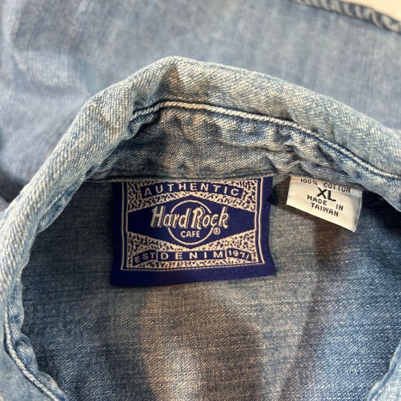 Authentic Long Sleeve Hard Rock Cafe Las Vegas Denim Shirt - Picture 6 of 6